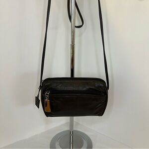 Vintage Giani Bernini Classic Chocolate Brown Leather Crossbody Bag